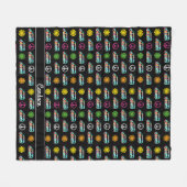 Hippie Bus Peace Sign 70s Gepersonaliseerd zwart Fleece Deken (Voorkant (Horizontaal))