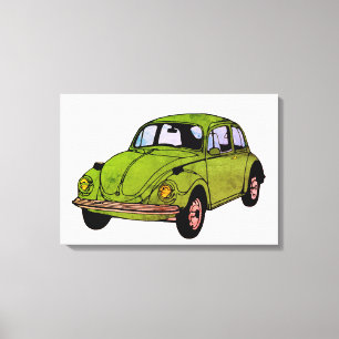 Hippie Car Drawing Wrapped Canvas Afdruk