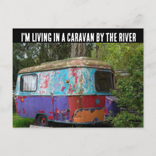 HIPPIE CARAVAN IK LEEF BIJ RIVER BRIEFKAARTEN