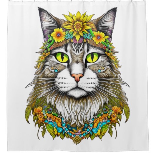Hippie Cat Douchegordijn (Voorkant)