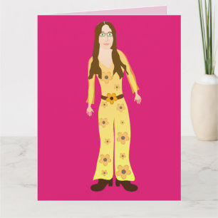 HIPPIE CHICK 1960S CARTE D'ANNIVERSAIRE SUPER POUR