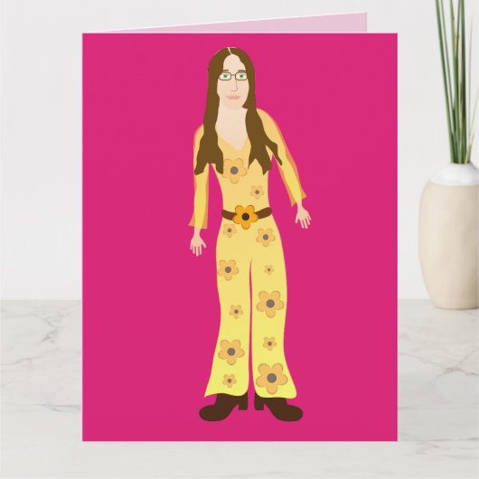 HIPPIE CHICK 1960S CARTE D'ANNIVERSAIRE SUPER POUR (Devant)