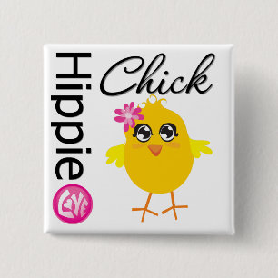 Hippie Chick 2 Vierkante Button 5,1 Cm