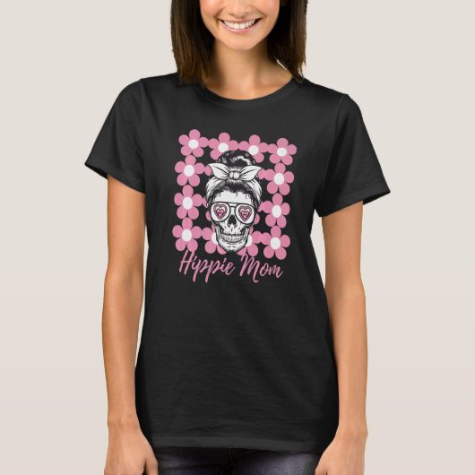 Hippie Chick mama Love Skull Flower Power 7 T-shirt (Voorkant)