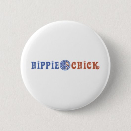 Hippie Chick met vredesbord Ronde Button 5,7 Cm (Voorkant)