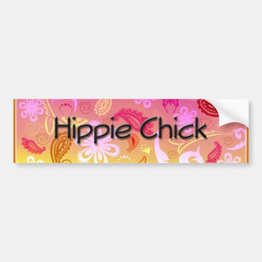 Hippie Chick Paisley Pattern Bumpersticker (Voorkant)