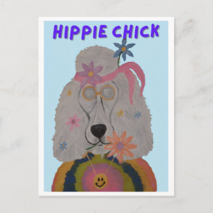 Hippie Chick Poodle Bloemenkind Uitnodiging Briefkaart