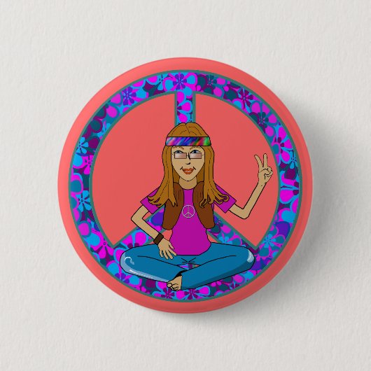 Hippie Chick Ronde Button 5,7 Cm (Voorkant)