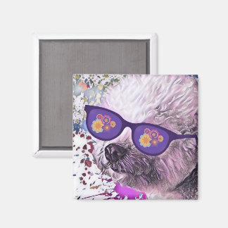 Hippie 'Chon de Bichon Maan Magneet