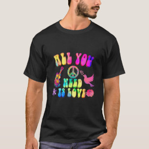 Hippie Costume Peace Sign Love 60s 70s Party Manne T-shirt