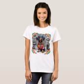 Hippie Dachshund T-shirt (Voorkant volledig)