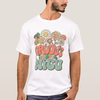 Hippie Daisy Flower Nurse Retro T-shirt