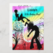 hippie disco retro party kaart (Voorkant / Achterkant)