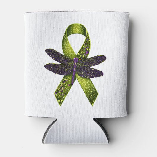 Hippie Dragonfly Green Ribbon Cerebral Palsy Aware Blikjeskoeler (Voorkant)
