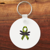 Hippie Dragonfly Green Ribbon Cerebral Palsy Aware Sleutelhanger (Voorkant)