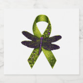 Hippie Dragonfly Green Ribbon Cerebral Palsy Aware Sparkling Wijnetiket (Enkel label)