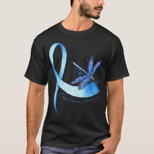Hippie Dragonfly Ribbon Colon Cancer Awareness T-shirt
