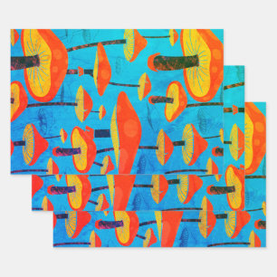 Hippie dromerige retro vibe betoverende paddenstoe inpakpapier vel