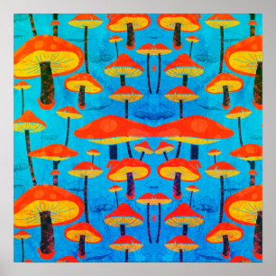 Hippie dromerige retro vibe betoverende paddenstoe poster