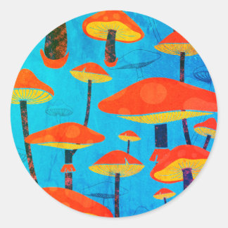 Hippie dromerige retro vibe betoverende paddenstoe ronde sticker