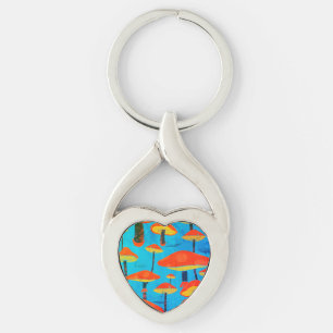 Hippie dromerige retro vibe betoverende paddenstoe sleutelhanger