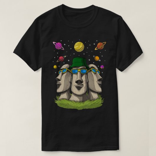 Hippie Easter Island Statues Psychedelic Moai Head T-shirt (Design voorkant)