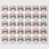 Hippie Feestdagen Cute Retro 70s Aangepaste kerst Cadeaupapier (Vlak)