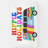 Hippie Feestdagen Cute Retro 70s Van Holiday Spandoek (Verticaal)