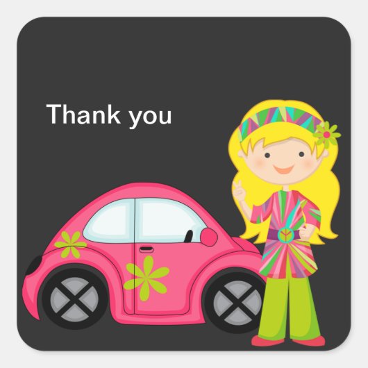 Hippie fille avec Ho rose buggy Sticker (Devant)