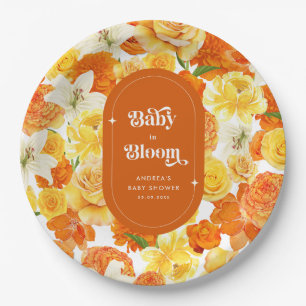 Hippie Floral Groovy Baby in Bloom Baby shower Papieren Bordje
