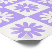 Hippie Flower Checkerboard Pattern Paars Perfect Poster (Hoek)
