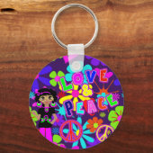 Hippie Flower Power Groovy van 60's Sleutelhanger (Voorkant)