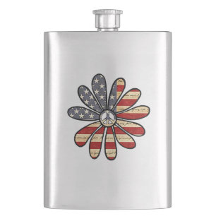 Hippie Flower Power Peace Sign Amerikaanse vlag Flacon