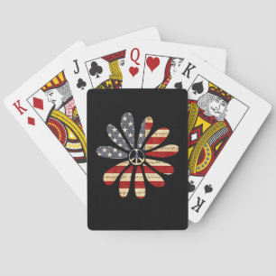 Hippie Flower Power Peace Sign Amerikaanse vlag Pokerkaarten