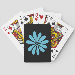Hippie Flower Power Vredesbord in Aqua Pokerkaarten