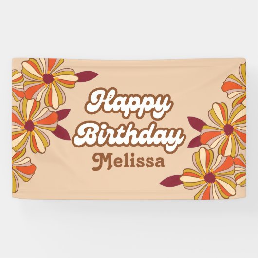 Hippie Flower Retro les années 70 bannière du 30e  (Horizontal)