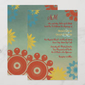 Hippie Flowers Vintage Wedding Invitation 5x7 (Devant / Derrière)