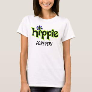 Hippie Forever Colorful Graphic Black Word Gezegde T-shirt