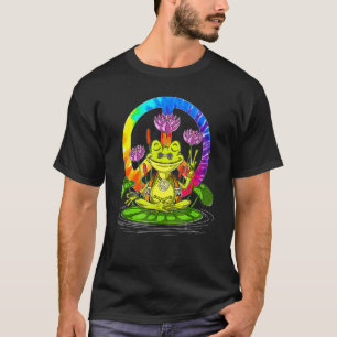 Hippie Frog Vredesbord Yoga Hippies 70s voor Vrouw T-shirt