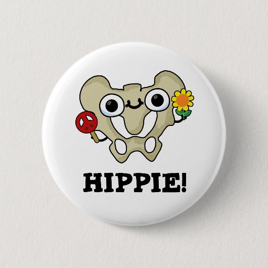 Hippie Funny Hip Bone Pun Ronde Button 5,7 Cm (Voorkant)