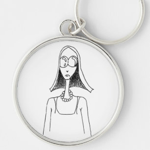 Hippie Girl draagt een zonnebril Sleutelhanger