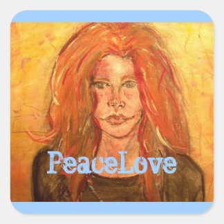 hippie girl PeaceLove Vierkante Sticker