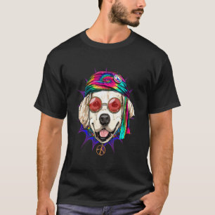 Hippie Golden Retriever Tie Dye Vredesteken Psyche T-shirt