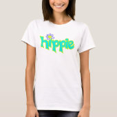 Hippie Graphic Turquoise Lime Green Word Art T-shirt (Voorkant)