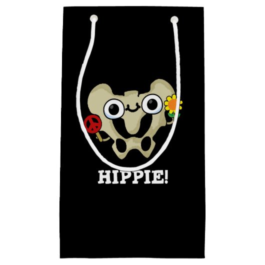 Hippie Grappig Hip Bone Pun Donker BG Klein Cadeauzakje (Voorkant)