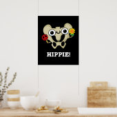 Hippie Grappig Hip Bone Pun Donker BG Poster (Keuken)