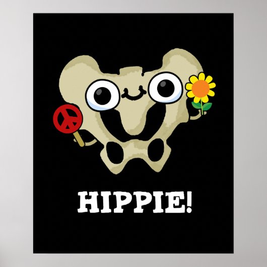 Hippie Grappig Hip Bone Pun Donker BG Poster (Voorkant)