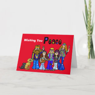 Hippie Groep Groovy Kerstkaart Kaart