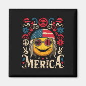 Hippie Groovy Face 4 juli Amerikaanse vlag Groovy  Magneet (Voorkant)