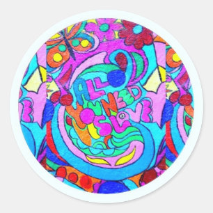hippie groovy liefde ronde sticker